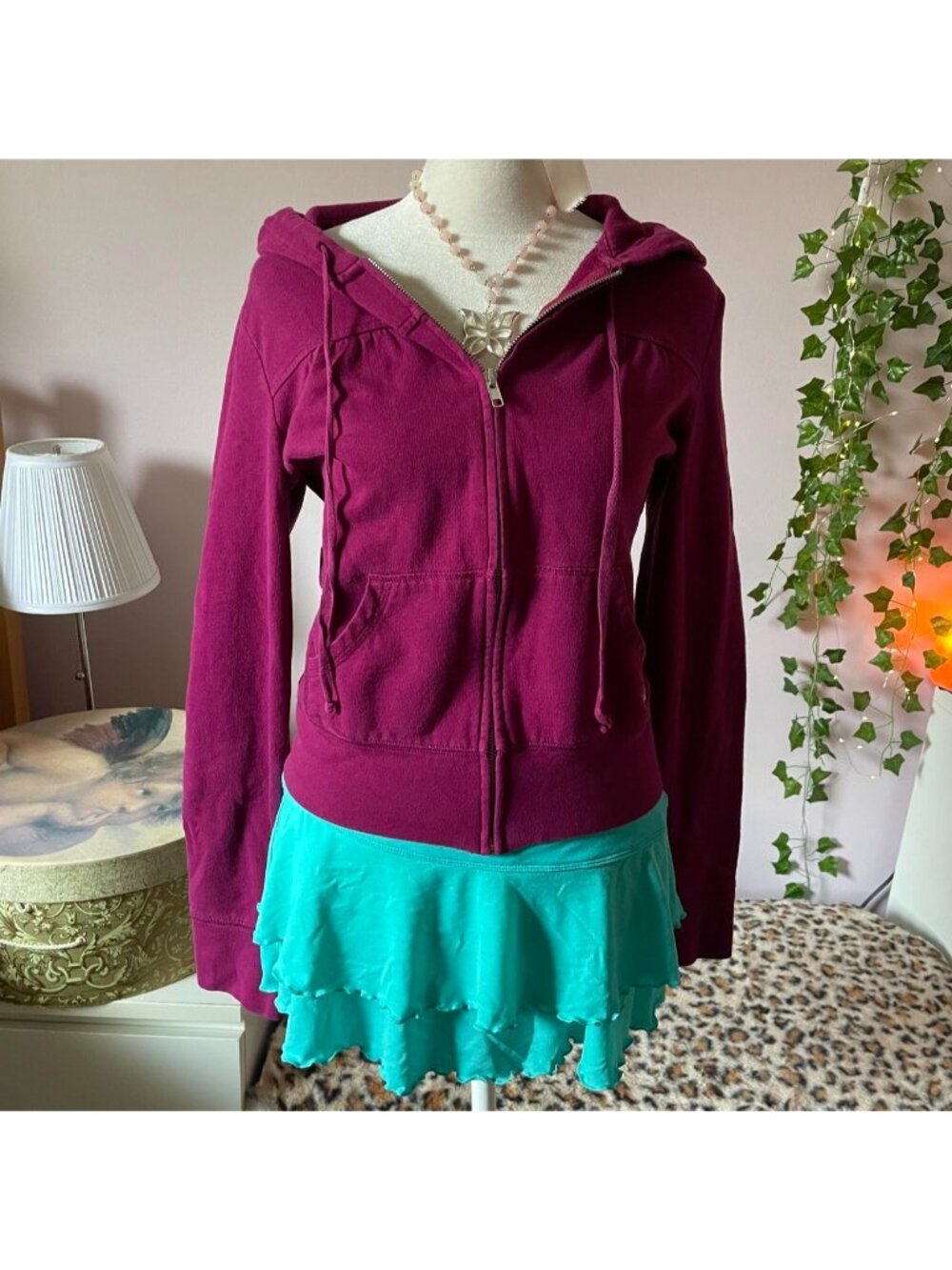 2000s Aerie plum zip up hoodie